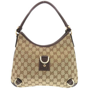 Gucci Abbey GG canvas leather beige brown hobo shoulder bag